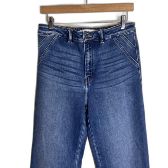 KanCan Jeans Women 11/29 Blue High Rise Flare Stretch Denim Medium Wash wide leg - Picture 2 of 10